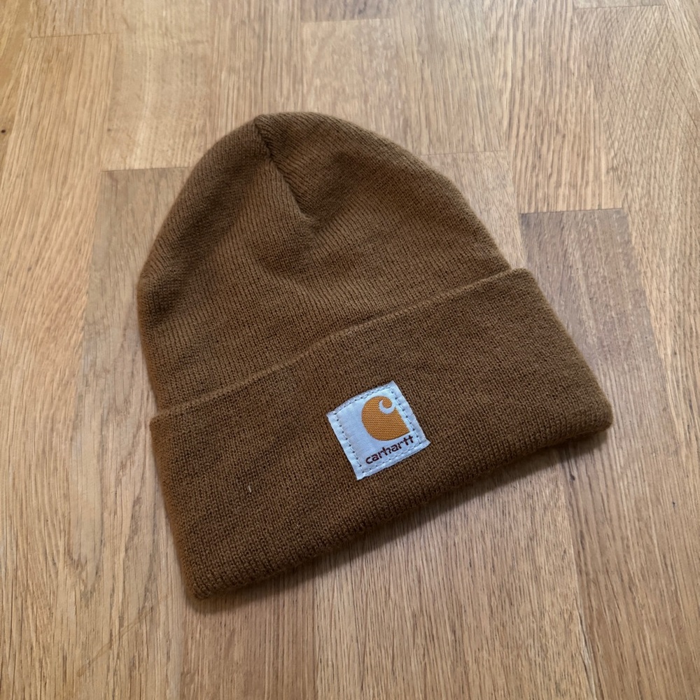 Carhartt Unisex YOUTH Brown Logo Knit Beanie Hat USA Made